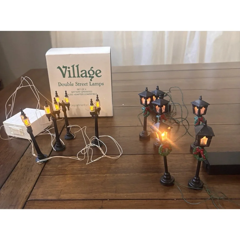 Department 56 Village Street Lamps Lot of 10 Double & Wreath Lights 59960 Tested
